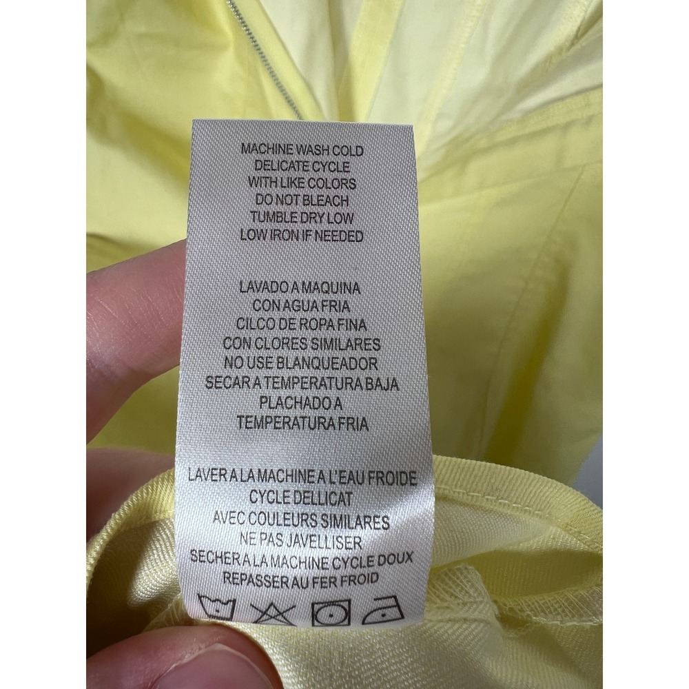 Butter Yellow Fit Flare Dress Nina Leonard Sleeveless Cotton Blend Scoop Neck M - Picture 6 of 7